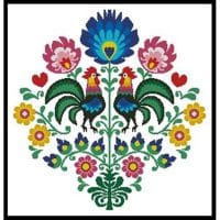 Artecy Cross Stitch Polish Folk Design with Roosters 11994 Cross Stitch Chart Hard Copy
