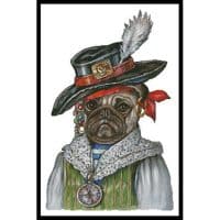 Artecy Cross Stitch Pug Pirate 13702 AC Cross Stitch Chart Hard Copy
