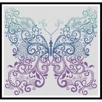 Artecy Cross Stitch Purple Blue Green Butterfly  11676 Cross Stitch Chart Hard Copy