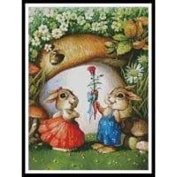 Artecy Cross Stitch Rabbits and Carrot Rose 11193 Cross Stitch Chart Hard Copy