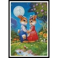 Artecy Cross Stitch Rabbits in the Moonlight 10800 MGL Cross Stitch Chart Hard Copy