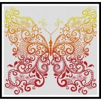 Artecy Cross Stitch Red Orange Yellow Butterfly  11675 Cross Stitch Chart Hard Copy