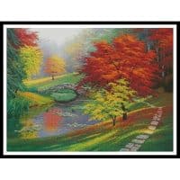 Artecy Cross Stitch Red Trees in Autumn Large 13776 HDLY Cross Stitch Chart Hard Copy