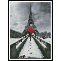 Artecy Cross Stitch Red Umbrella at the Eiffel Tower 13824 ARTL Cross Stitch Chart Hard Copy