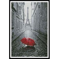 Artecy Cross Stitch Red Umbrella in Paris 13631 Cross Stitch Chart Hard Copy