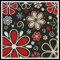 Artecy Cross Stitch Retro Flowers Cushion 10208 Cross Stitch Chart Hard Copy