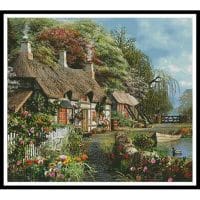 Artecy Cross Stitch Riverside Home in Bloom Cushion 12755 MGL Cross Stitch Chart Hard Copy