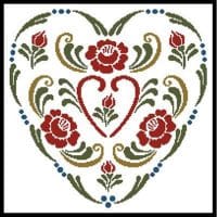 Artecy Cross Stitch Rosemaling Heart 3 13601 JP Cross Stitch Chart Hard Copy