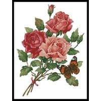 Artecy Cross Stitch Roses and Butterfly 10933 INT Cross Stitch Chart Hard Copy