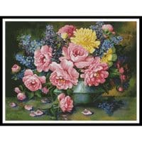 Artecy Cross Stitch Roses and Delphinium  11186 Cross Stitch Chart Hard Copy