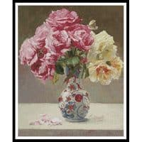 Artecy Cross Stitch Roses in an Oriental Vase 10500 Cross Stitch Chart Hard Copy
