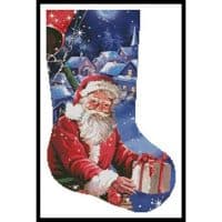 Artecy Cross Stitch Santa in a Hot Air Balloon Stocking Right 13391 INT Cross Stitch Chart Hard Copy