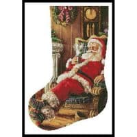 Artecy Cross Stitch Santa Resting Stocking Left 13721 INT Cross Stitch Chart Hard Copy