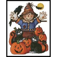 Artecy Cross Stitch Scarecrows Halloween No Background 13701 PFLD Cross Stitch Chart Hard Copy