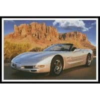 Artecy Cross Stitch Sports Car with Mountains 10461 Cross Stitch Chart Hard Copy