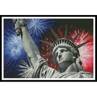Artecy Cross Stitch Statue of Liberty with Fireworks 10609 Cross Stitch Chart Hard Copy