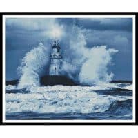 Artecy Cross Stitch Storm and Lighthouse Blue Large 13142 Cross Stitch Chart Hard Copy