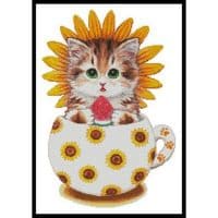 Artecy Cross Stitch Sunflower Kitty Cup 13178 KH Cross Stitch Chart Hard Copy