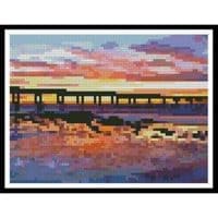 Artecy Cross Stitch Sunset at Ocean Beach Mini 12731 Cross Stitch Chart Hard Copy