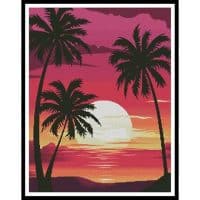 Artecy Cross Stitch Sunset with Palm Trees 10412 Cross Stitch Chart Hard Copy