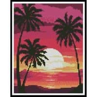 Artecy Cross Stitch Sunset with Palm Trees Mini 11076 Cross Stitch Chart Hard Copy