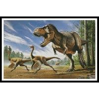 Artecy Cross Stitch T Rex attacking Struthiomimus Dinosaurs  11372 Cross Stitch Chart Hard Copy