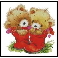 Artecy Cross Stitch Teddies in Boots 12040 LF Cross Stitch Chart Hard Copy