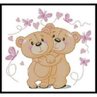 Artecy Cross Stitch Teddies in Love Pink 10381 Cross Stitch Chart Hard Copy