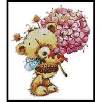 Artecy Cross Stitch Teddy Bee with Flowers 12095 LF Cross Stitch Chart Hard Copy