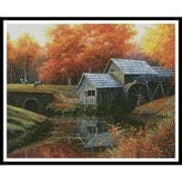 Artecy Cross Stitch The Old Mill in October Large 13966 HDLY Cross Stitch Chart Hard Copy