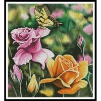 Artecy Cross Stitch Tiger Swallow Tail in Rose Garden  11686 MB Cross Stitch Chart Hard Copy
