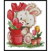 Artecy Cross Stitch Tulip Bunny 12061 LF Cross Stitch Chart Hard Copy