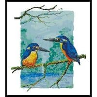 Artecy Cross Stitch Two Azure Kingfishers 10768 HH Cross Stitch Chart Hard Copy