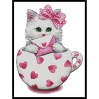 Artecy Cross Stitch Valentine Kitty Cup 11895 KH Cross Stitch Chart Hard Copy