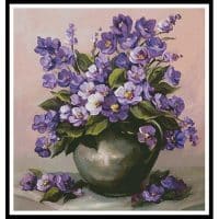 Artecy Cross Stitch Vase of Violets 12504 ABG Cross Stitch Chart Hard Copy