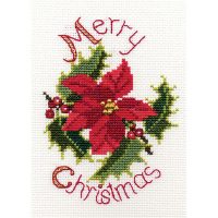 Bothy Threads DWCDX31 Christmas Card Poinsettia And Holly Cross Stitch Kit