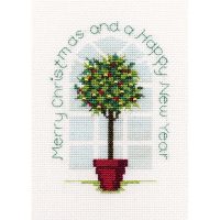 Bothy Threads DWCDX32 Christmas Card Holly Tree Cross Stitch Kit