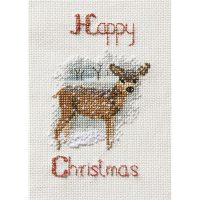 Bothy Threads DWCDX56 Christmas Card Deer in a Snowstorm Cross Stitch Kit