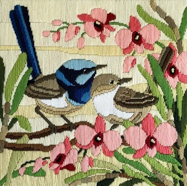Country Threads Blue Wrens & Cooktown Orchids FLS-5036 Long Stitch Kit
