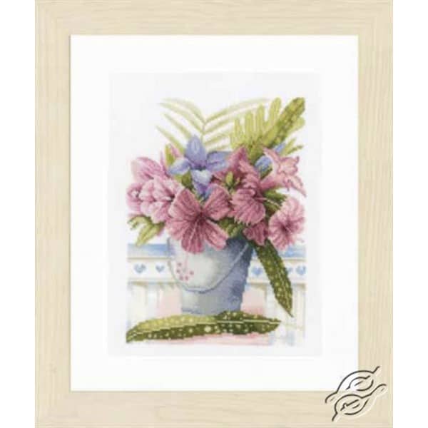 Lanarte Flowers in a Bucket GSLPN0154326 Cross Stitch Kit JK's Cross Stitch Supplies