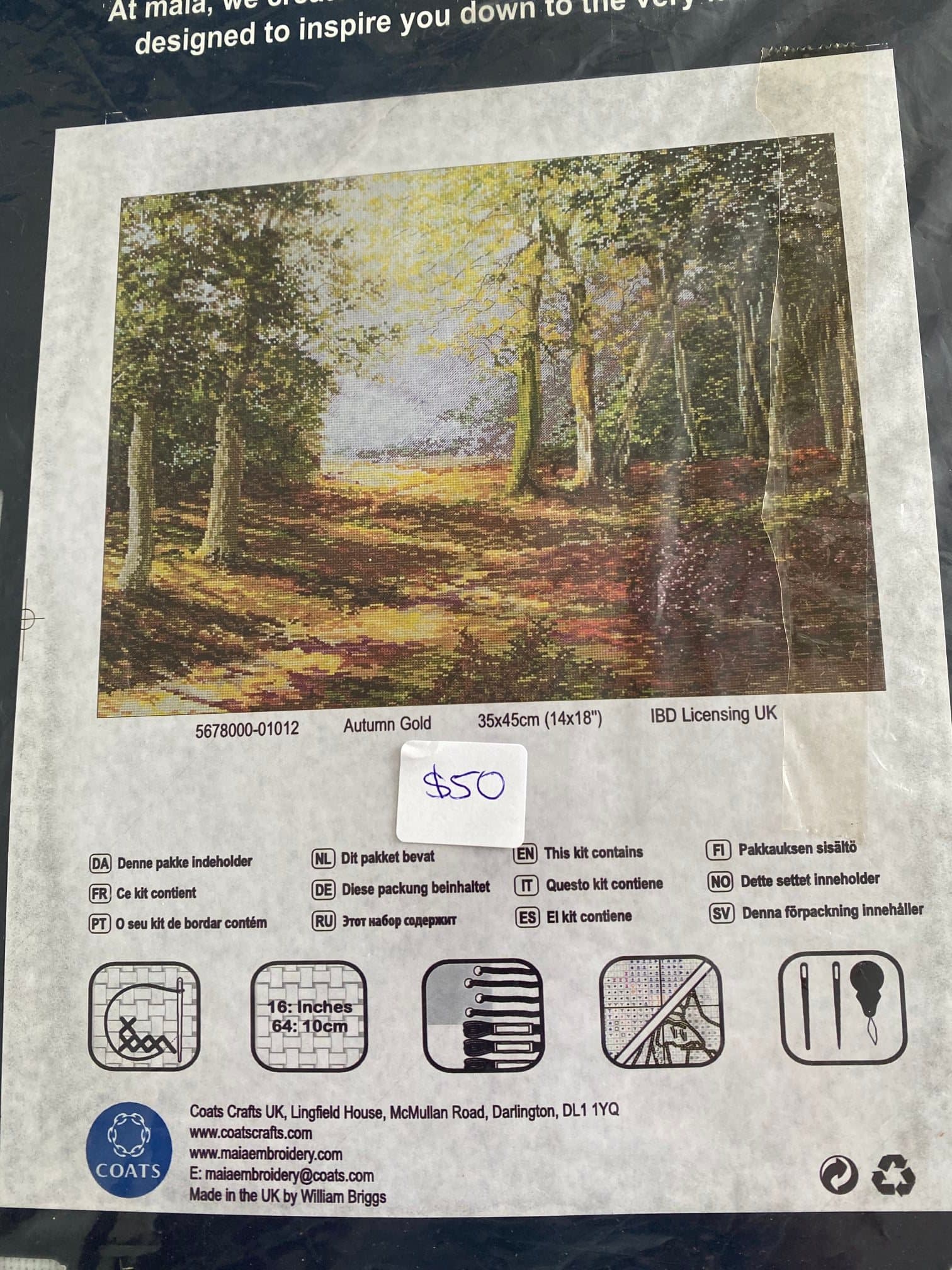 Maia Autumn Gold Cross Stitch Kit JK's Cross Stitch Supplies