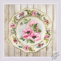 Riolis Plate with Pink Poppies GSRB0075 Cross Stitch Kit