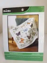 Bucilla Stamped Embroidery Kit, 45 by 45-Inch, 45178 Butterfly