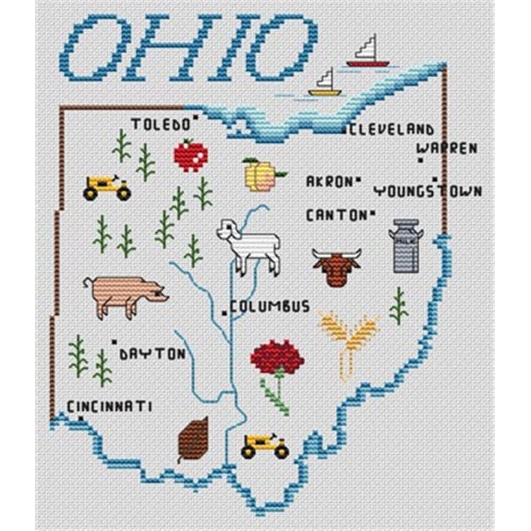Sue Hillis Designs Ohio M35 Cross Stitch Chart Hard Copy JK's Cross