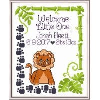 Ursula Michael Lucky Lion Birth Record Cross Stitch Chart Hard Copy