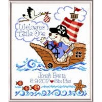 Ursula Michael Pirate Welcome Birth Record Cross Stitch Chart Hard Copy