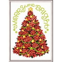 Ursula Michael Poinsettia Christmas Tree Cross Stitch Chart Hard Copy