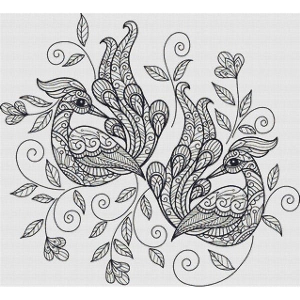 XSquared Peacock Zentangle Cross Stitch Chart Hard Copy JK's Cross