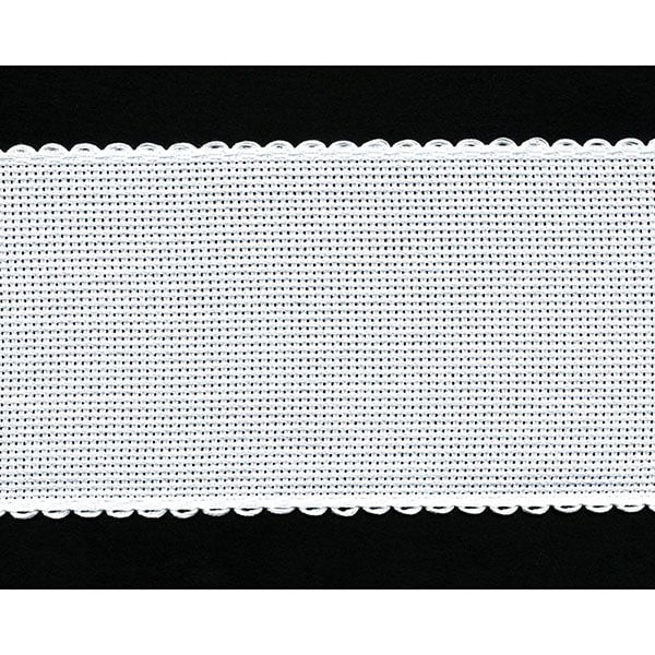 Zweigart 14 Count Aida Band 80mm White with White Trim 70081permetre