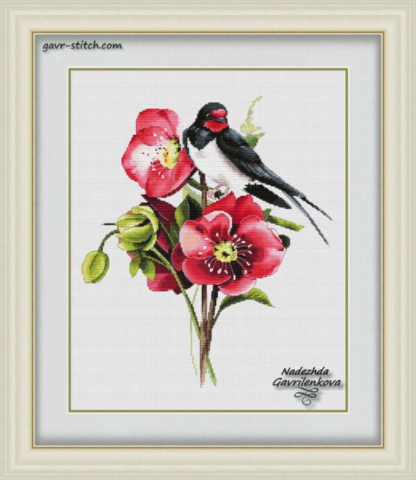 Nadezhda Gavrilenkova Swallow in Flowers 1 Chart Hard copy